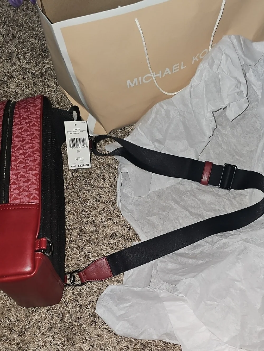 Michael Kors Men’s Red MK Signature Belt Bag - Picture 8 of 16